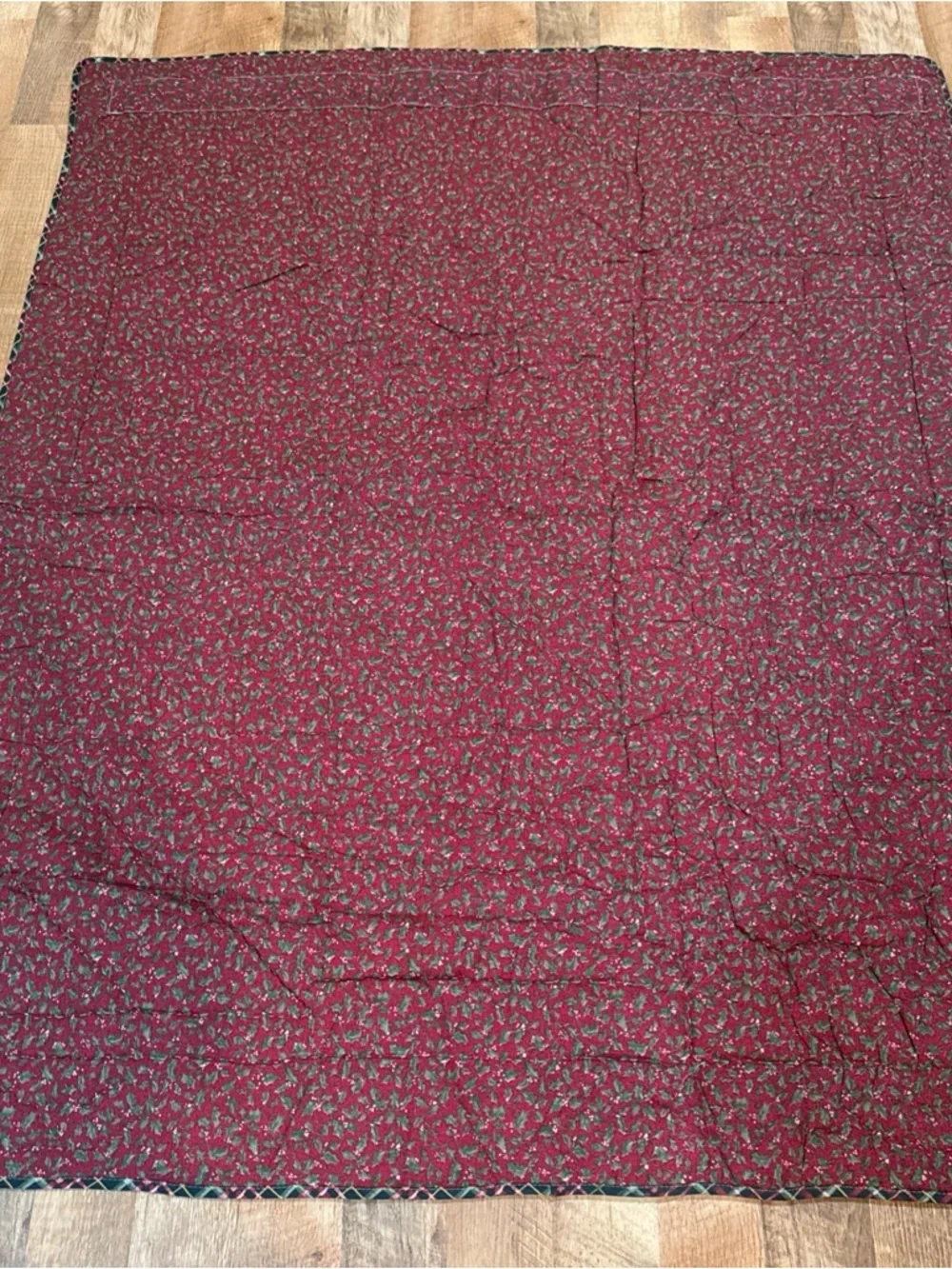 Handmade Christmas Quilt Wall Hanging Throw 59x50 Reindeer Tree Holly Rod Pocket